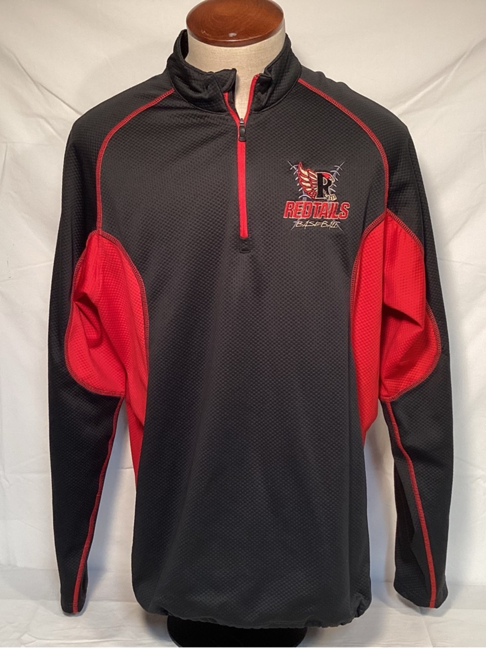 Redtails Baseball Black & Red Quarter-Zip Pullover Jacket Size XL